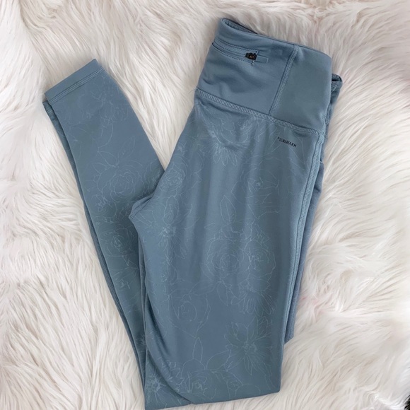 adidas Pants - Adidas Climalite Mauve Blue Floral Emboss Leggings